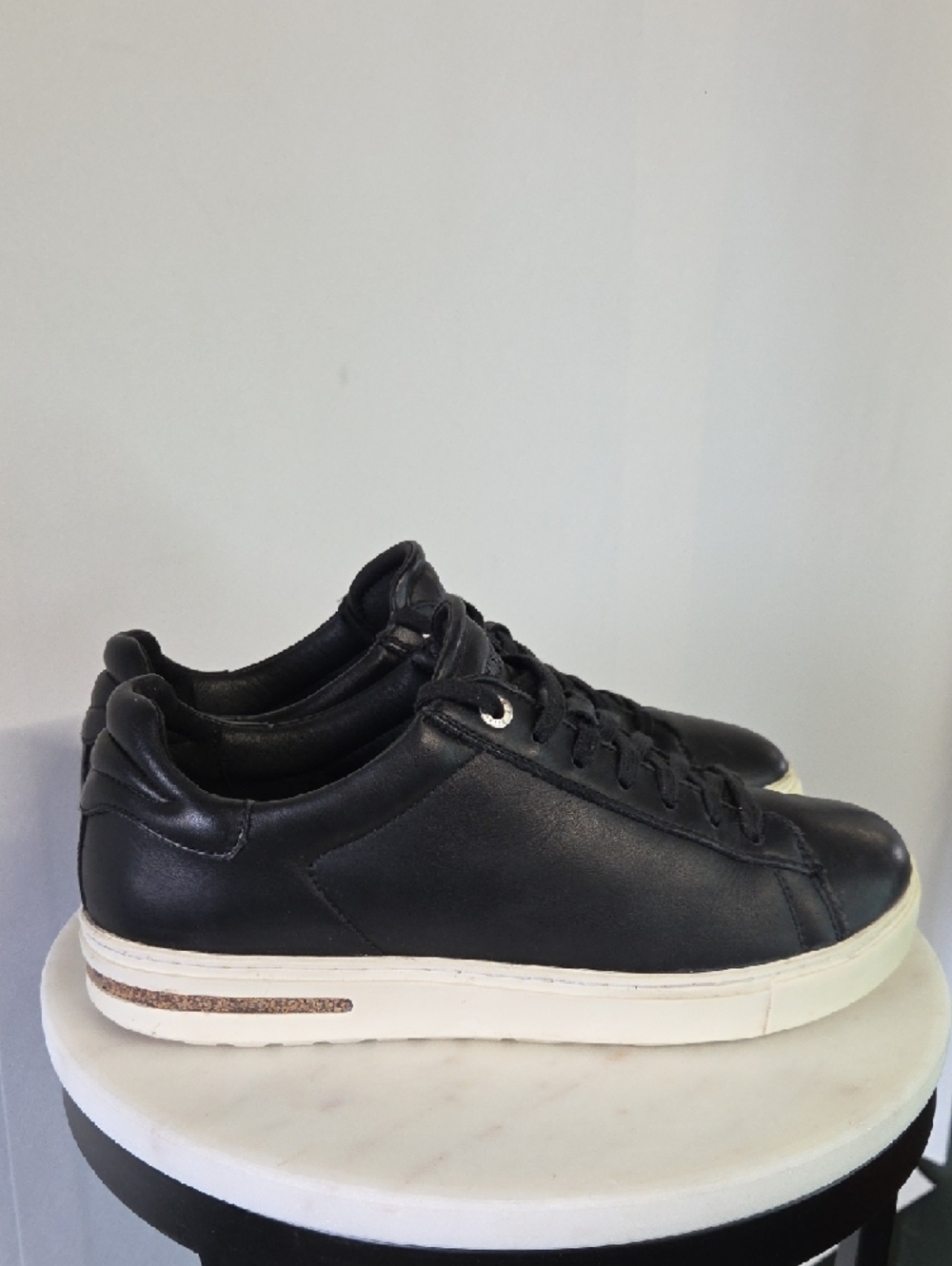 Birkenstock Womens Black Leather Sneakers with White Sole Size 40 - Picture 3 of 8